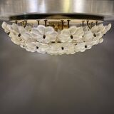 Large Floral Crystal Glass Flush Lamp by Ernst Palme , 1970s