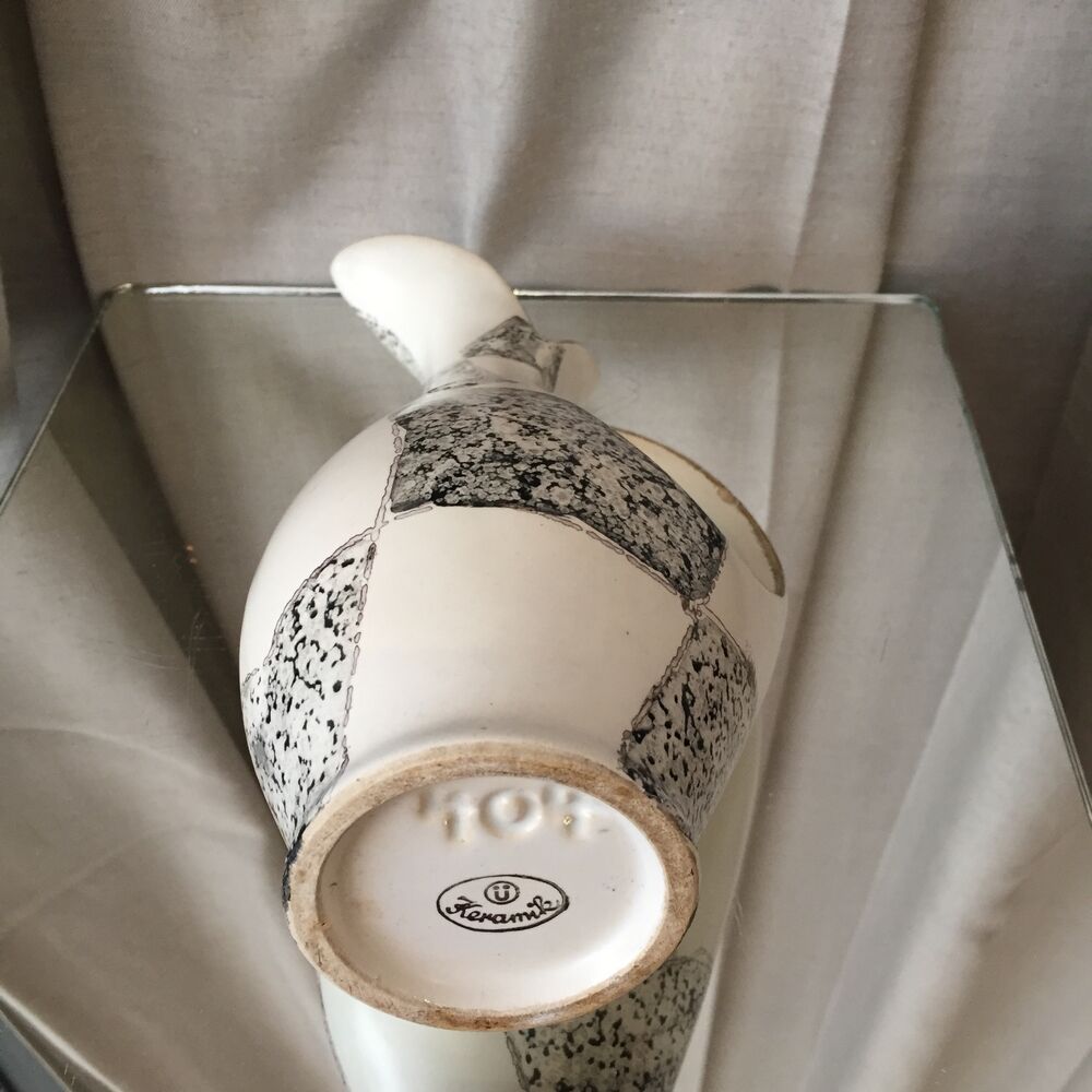 Jug or soliflore ü keramik vintage 1960 1970 white black/grey