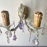 Pair of Marie Thérèse double wall lights in Bohemian crystal