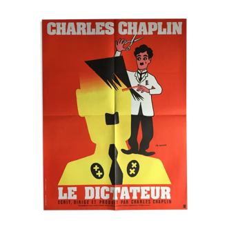 Affiche cinéma "Le Dictateur" Charlie Chaplin 60x80cm 1970