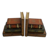 Pair of bookends (& secret boxes) in trompe l'oeil Stacked books