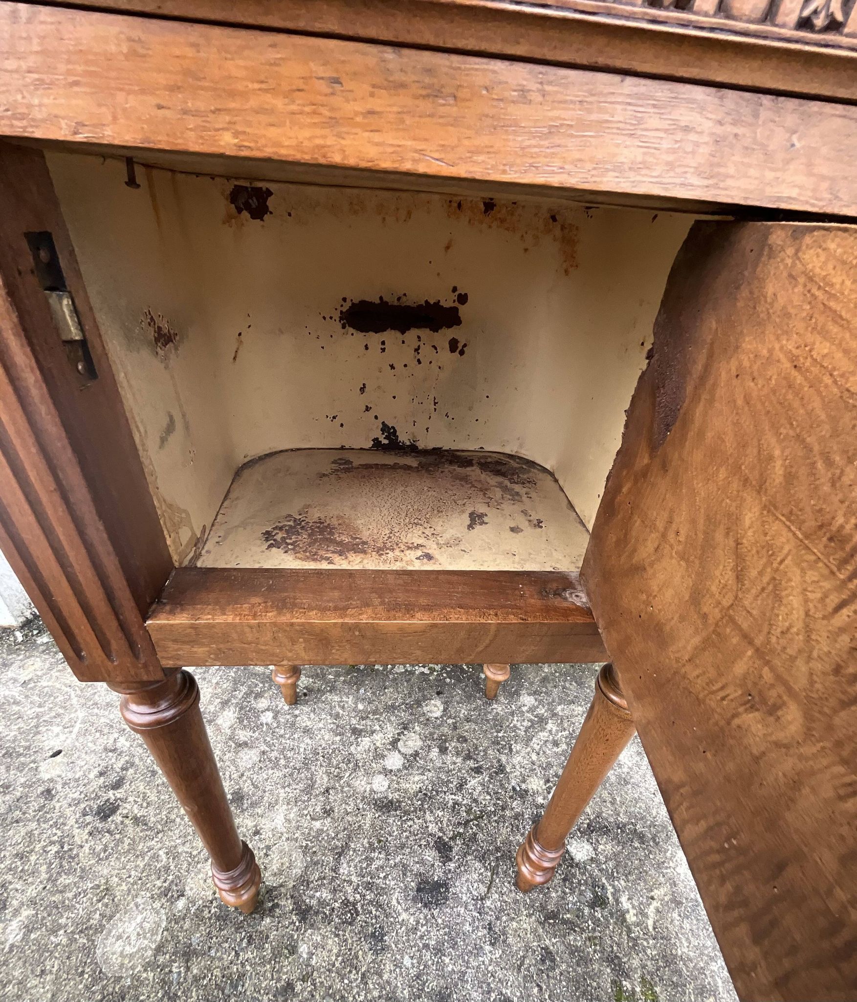 Louis XVI Style Walnut Bedside Table – Early 20th Century