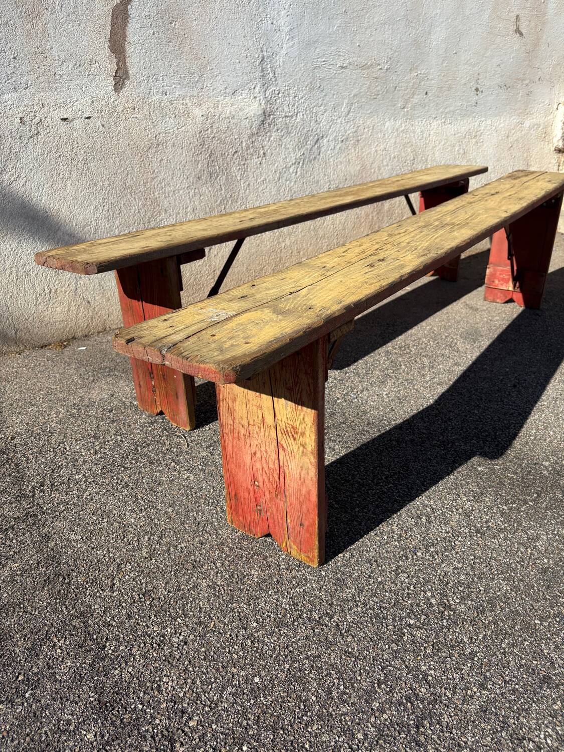 Paire de bancs de guinguette