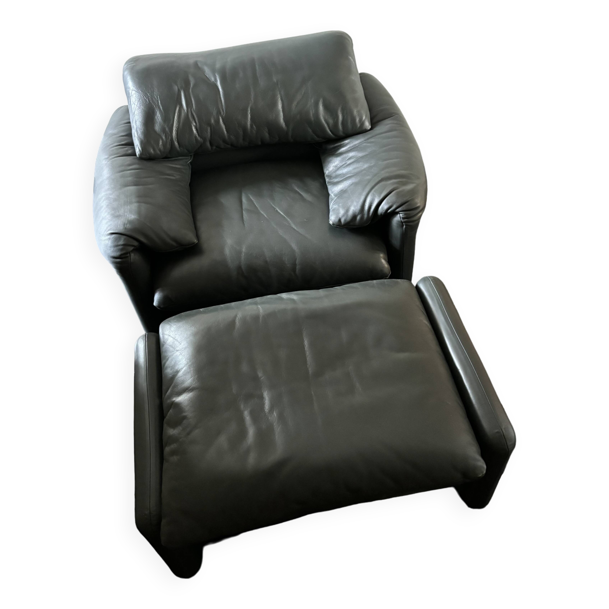 Vico magistretti, Maralunga for Cassina, in Leather with Footrest