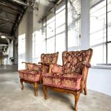 Set of 2 vintage baroque club chairs/armchairs