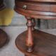 Pair of rounded wooden bedside tables, bedside table, end table.