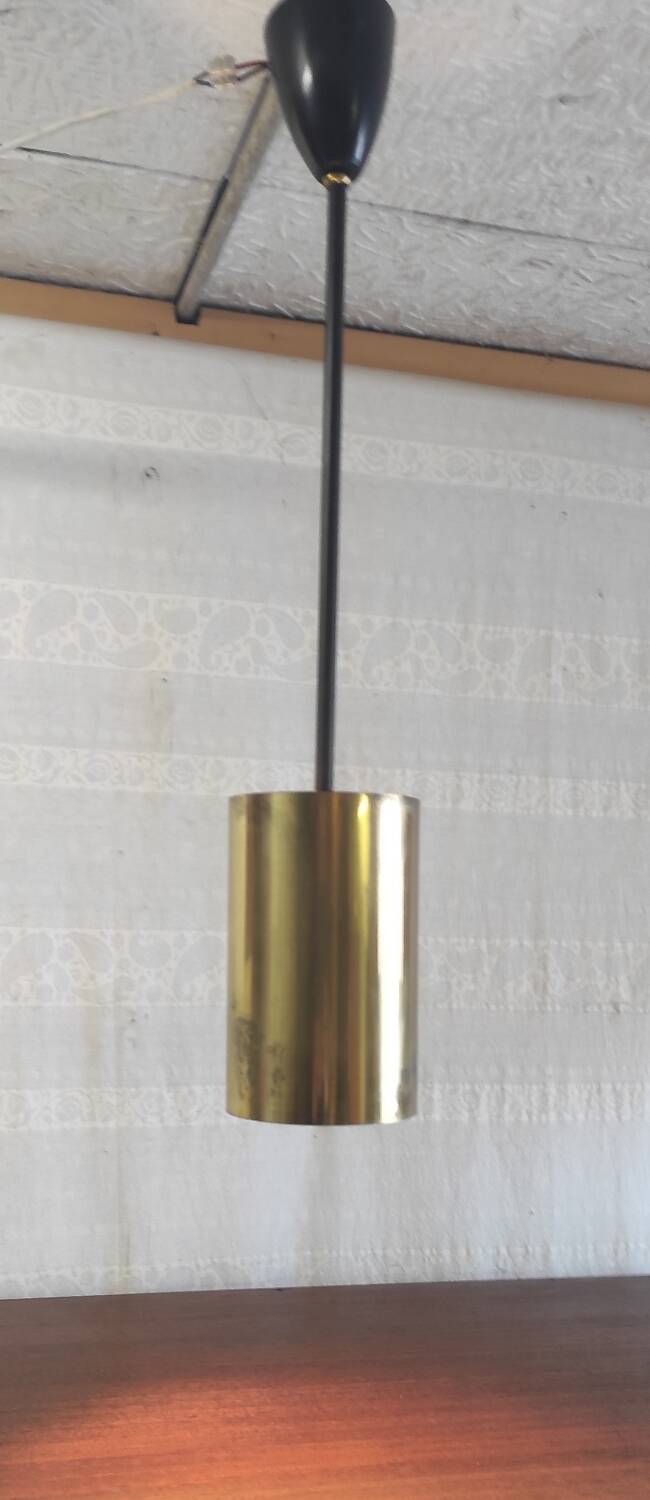 Modernist design pendant light in metal and brass - 50s/60s