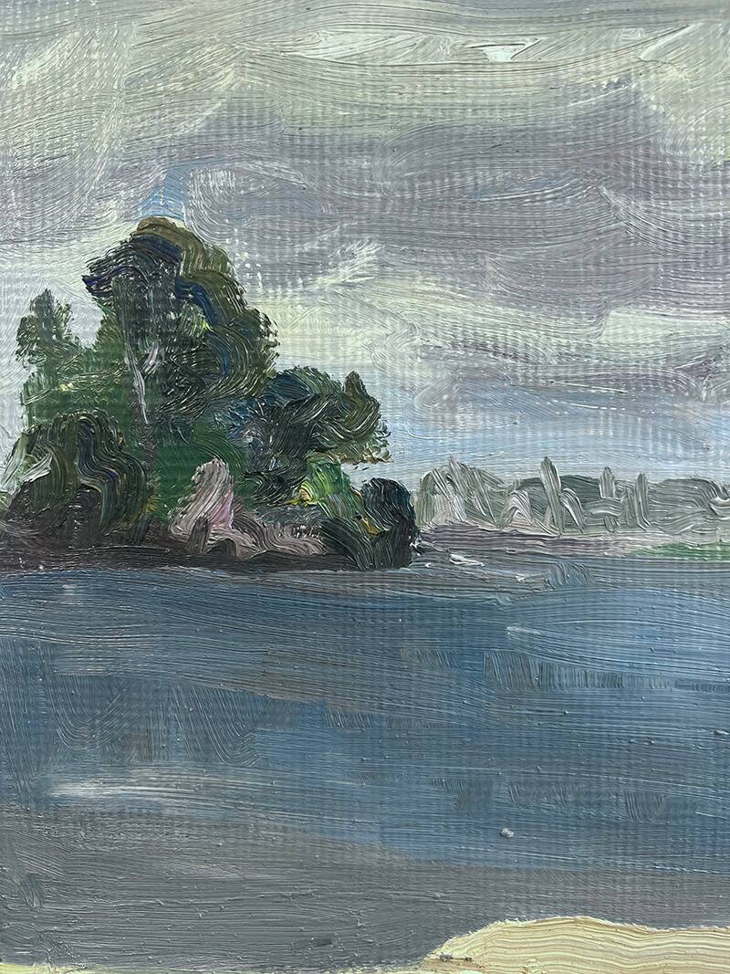 Painting “Lake”, B.Gillet, Oil on strong cardboard