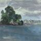 Painting “Lake”, B.Gillet, Oil on strong cardboard