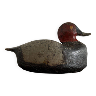 Duck caller in polychrome carved wood, early 20th century folk art