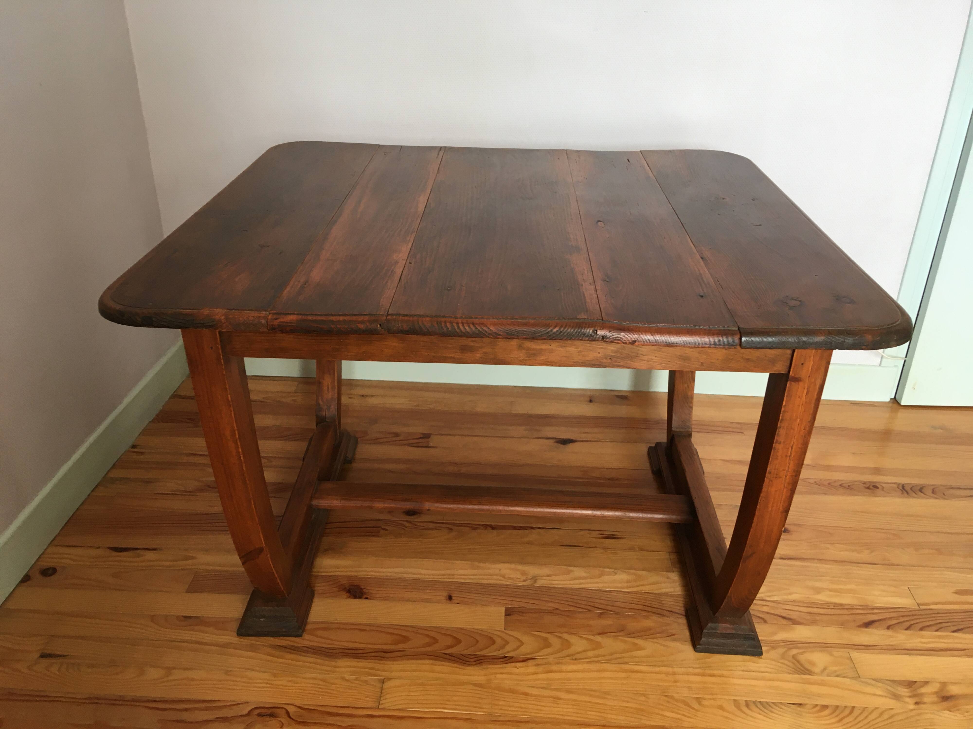 Art Deco extendable desk table with U-shaped base