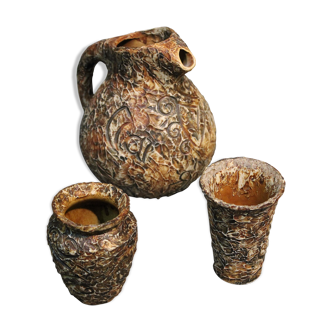 Carafe & verres céramique Basque Arroka 1950