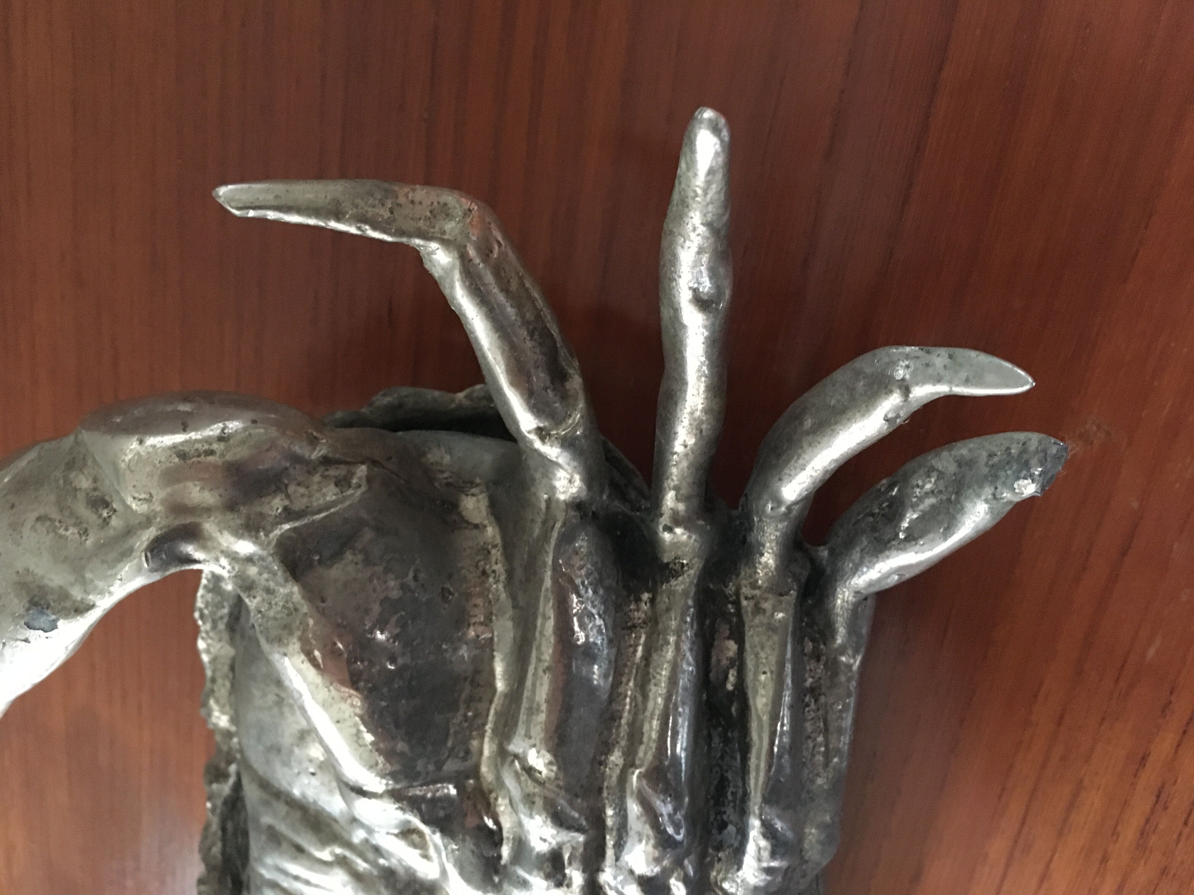 Silver metal box in crab shape