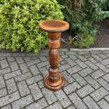 Vintage Wooden Plant Table, Tall Pedestal Side Table, Farmhouse Interior Style, Mid Century Furniture