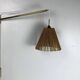 Midcentury extendable brass wall mount with cocoon and sisal shade Lars Schioler, 1960s