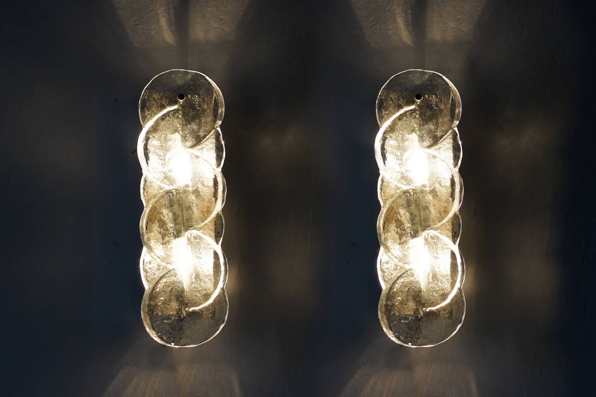 Citrus Wall Lamp in Glass and Metal from Kalmar Franken Kg, Set of 2