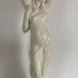 Glazed Ceramic Lamp Base for Women, signed