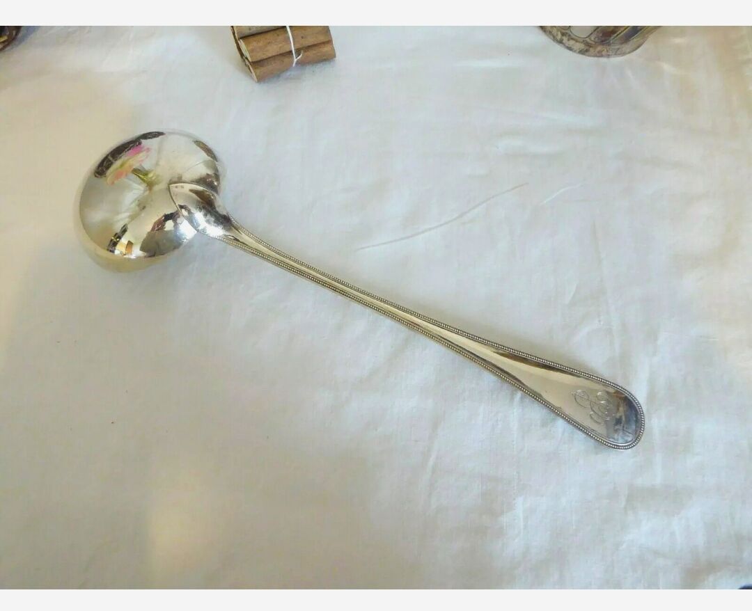 Silver metal ladle Christofle model pearls