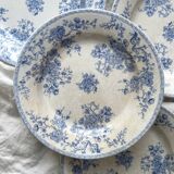 8 flat ironstone plates “Fleurette” Gien