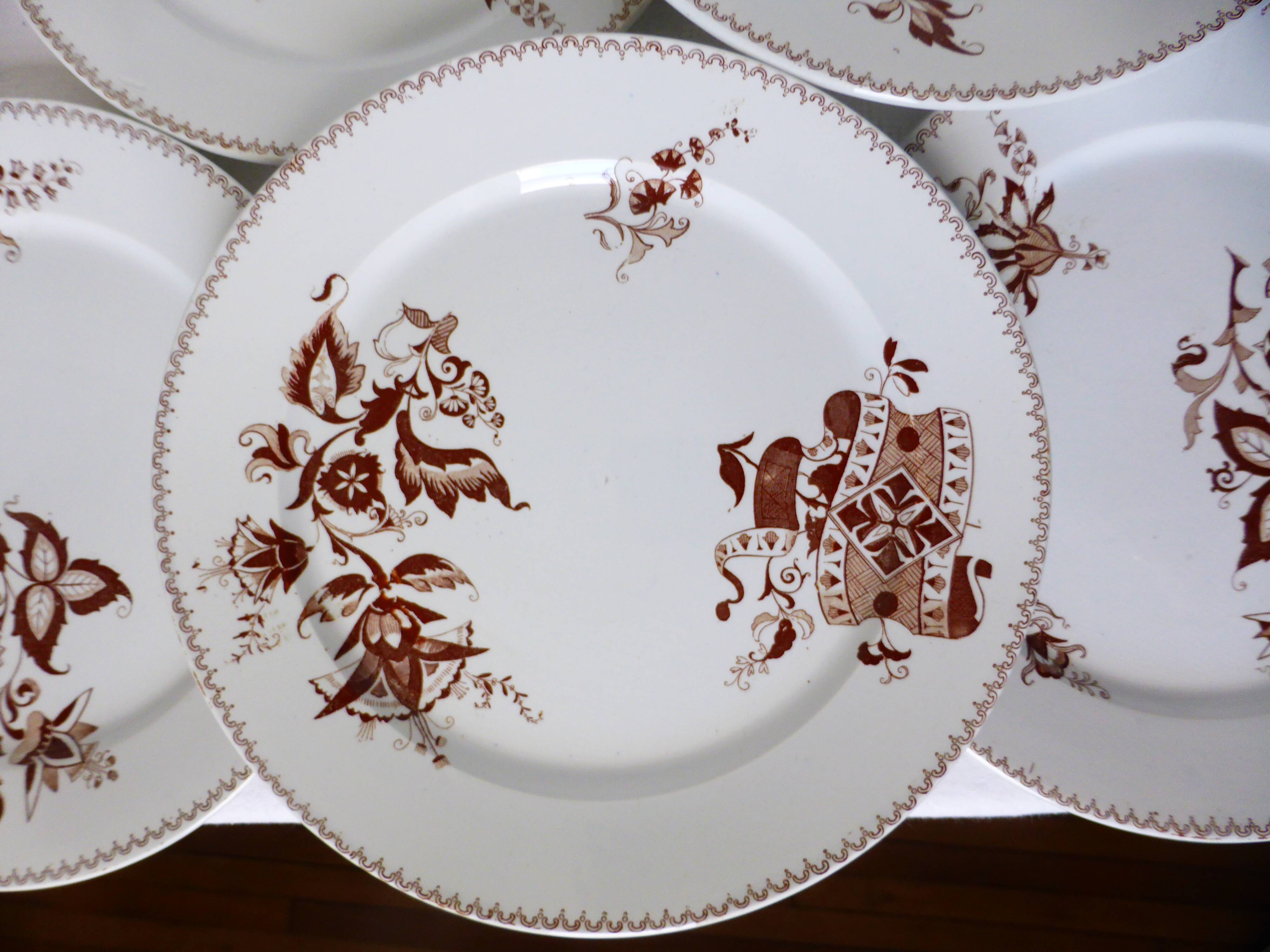 Set of 6 vintage Sarreguemines dinner plates, Danish pattern 210412