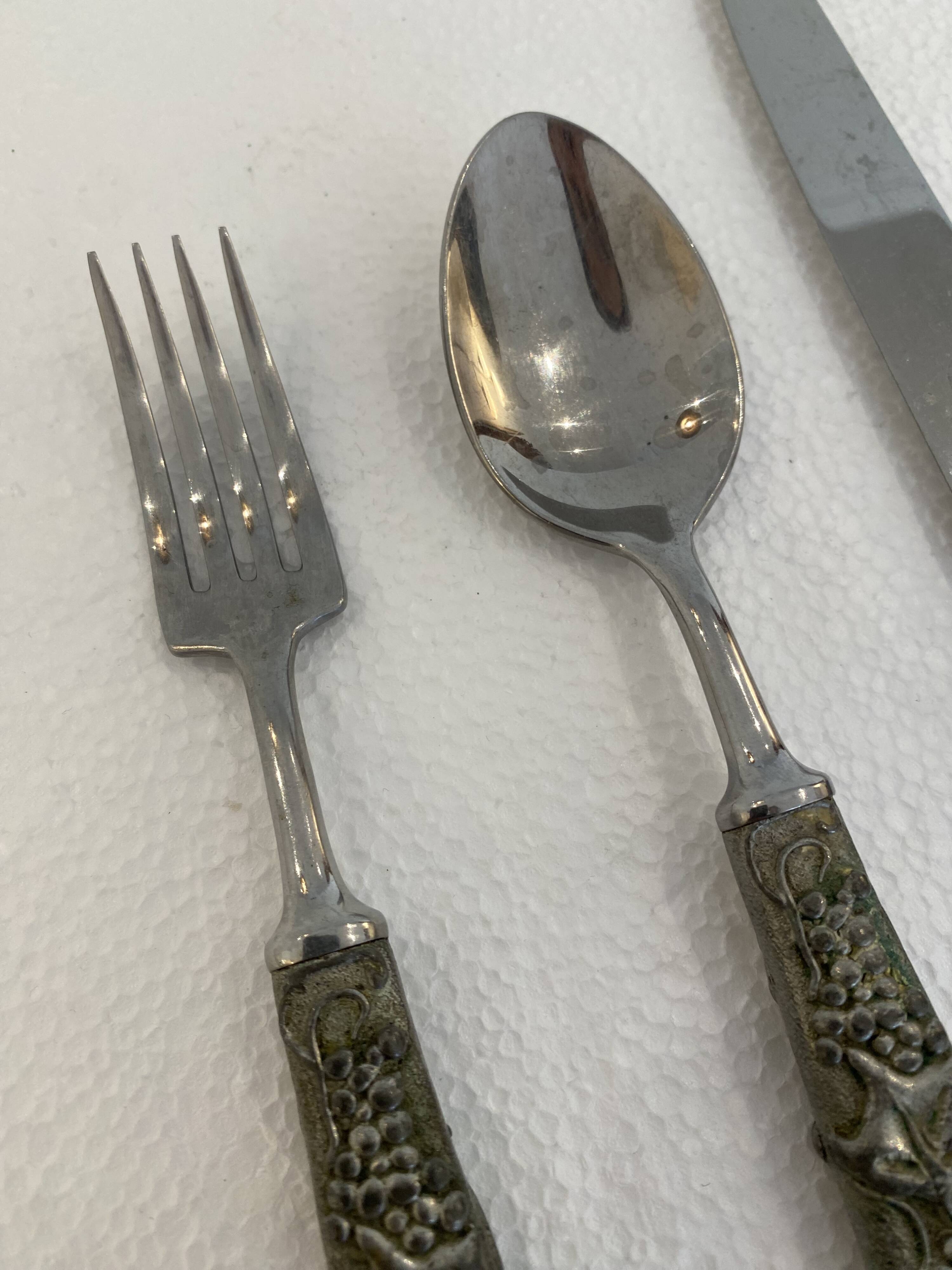 Stainless Steel Set of Knife Fork and Spoon Edwin Blyde & Co, 1950s