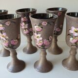 Set of 6 ceramic wine glasses Signed Vallauris Moby Jo's (By Marius Musarra