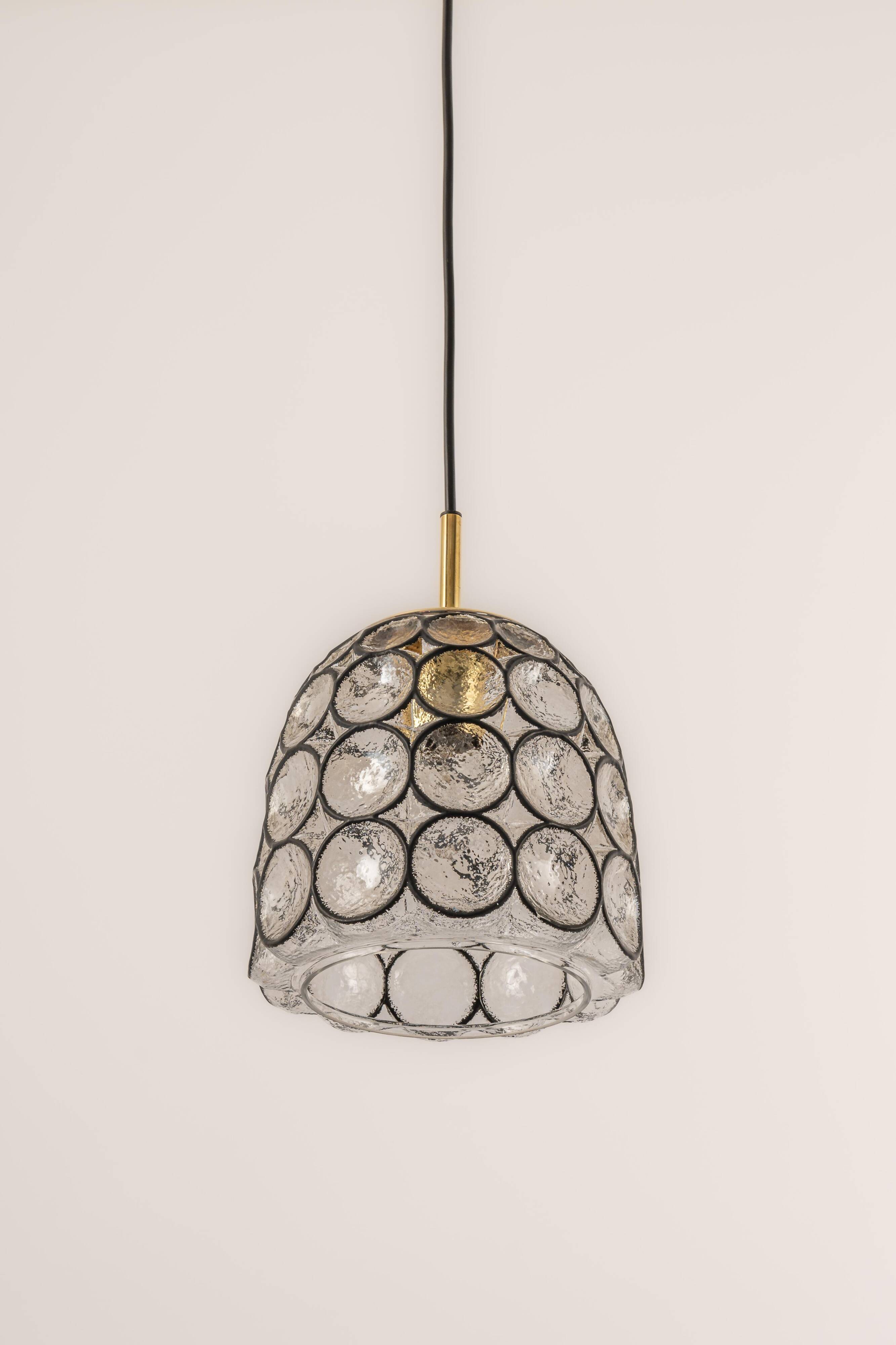 Iron and clear glass pendant by limburg, germany, 1960s.