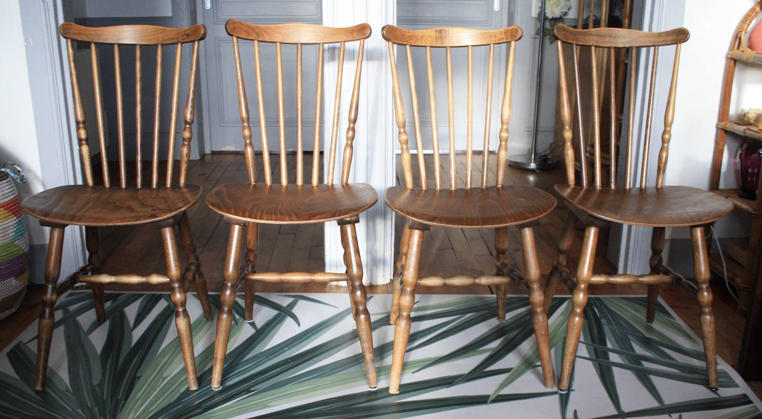 Set of 4 Tacoma Baumann slatted chairs