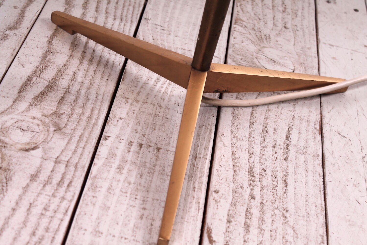 Brass and Cherry Floor Lamp, 1950s