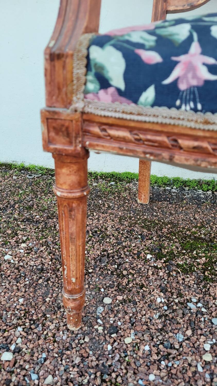 Antique Louis Xvi style armchair 1900s Fleuris fabrics