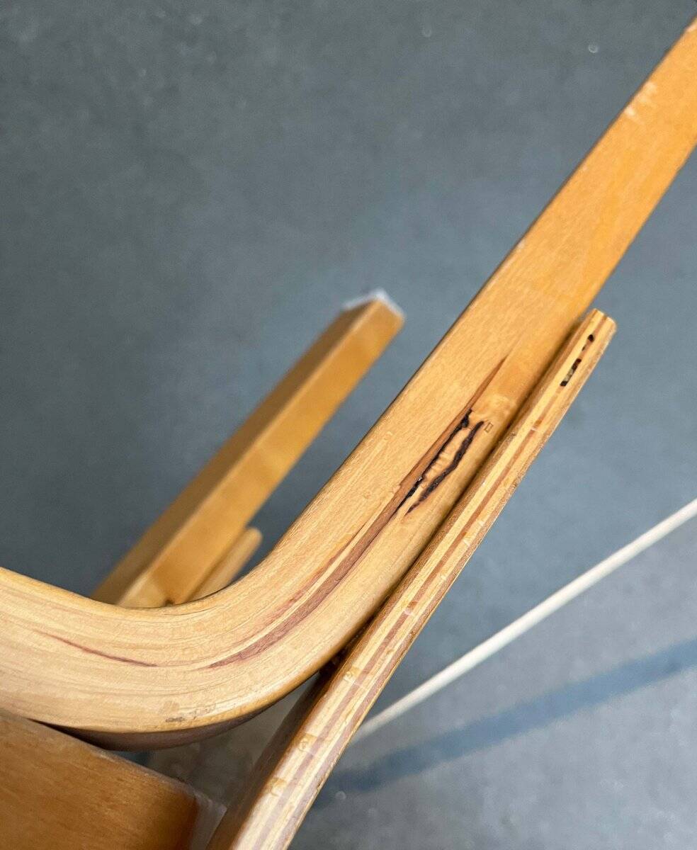 Vintage Red Children's Chair in Linoleum N65 by Alvar Aalto for Artek, Finland, 1970s