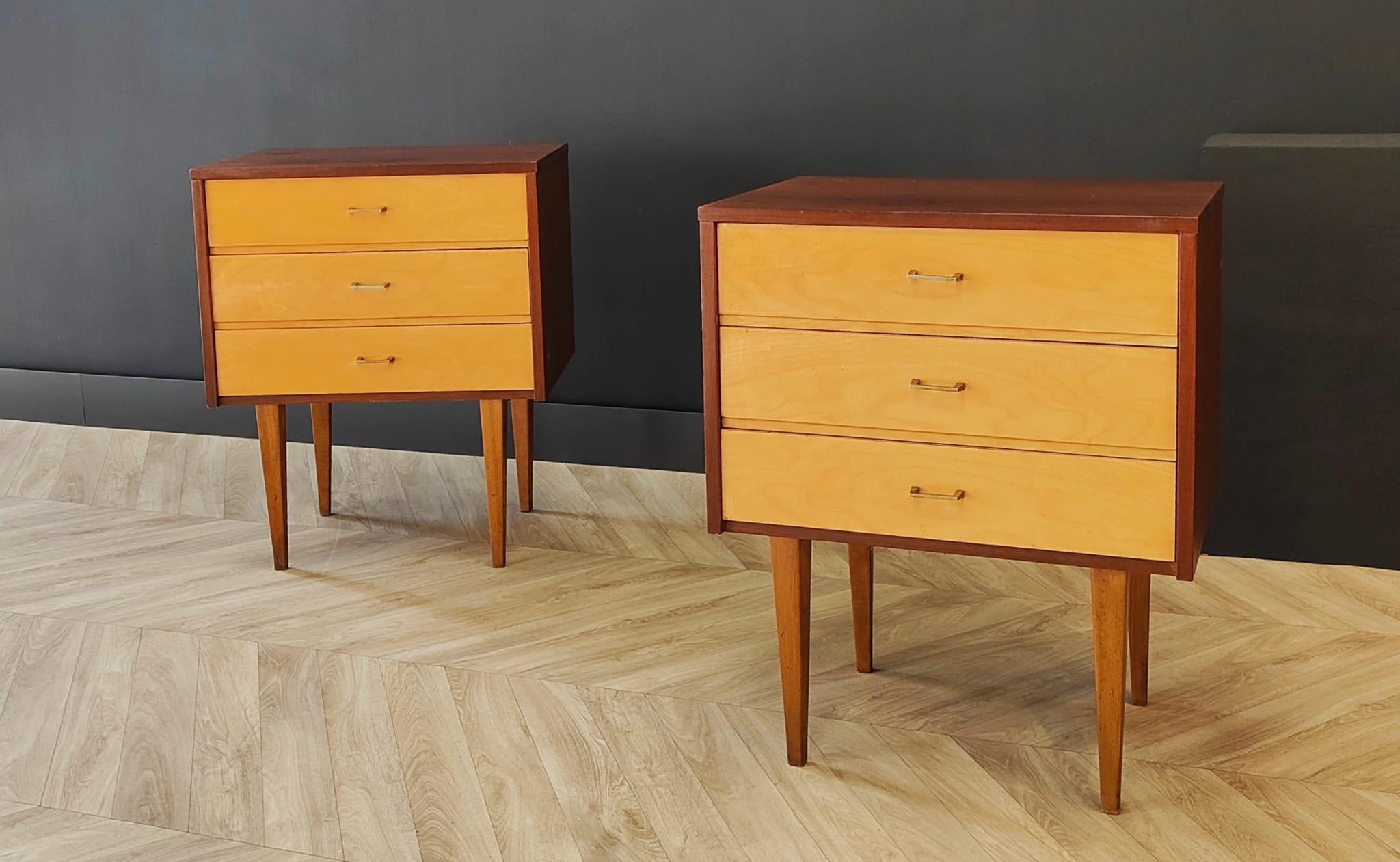 Two bedside tables, 50s