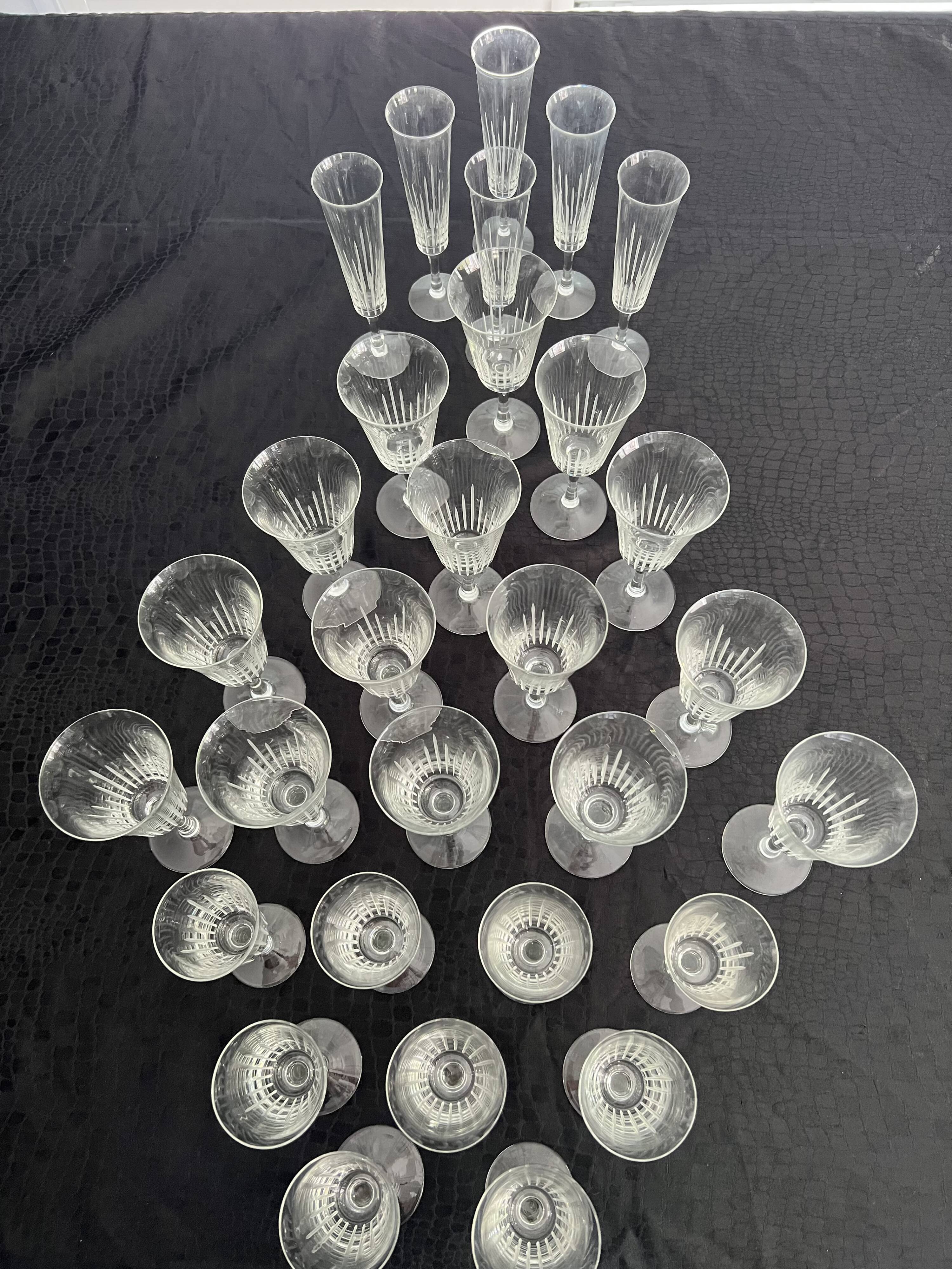 Set of 30 vintage art deco style wine glasses and carafe