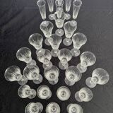 Set of 30 vintage art deco style wine glasses and carafe