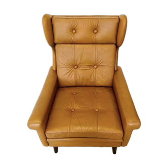 Vintage Danish Mid Century Svend Skipper Chair In Tan Leather