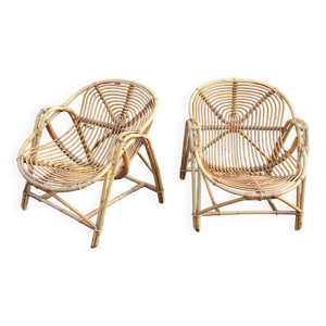 paire de fauteuils en - rotin