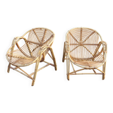 Pair of vintage rattan armchairs