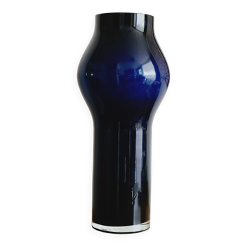 Imposant Vase En Verre Soufflé Bleu Nuit Design