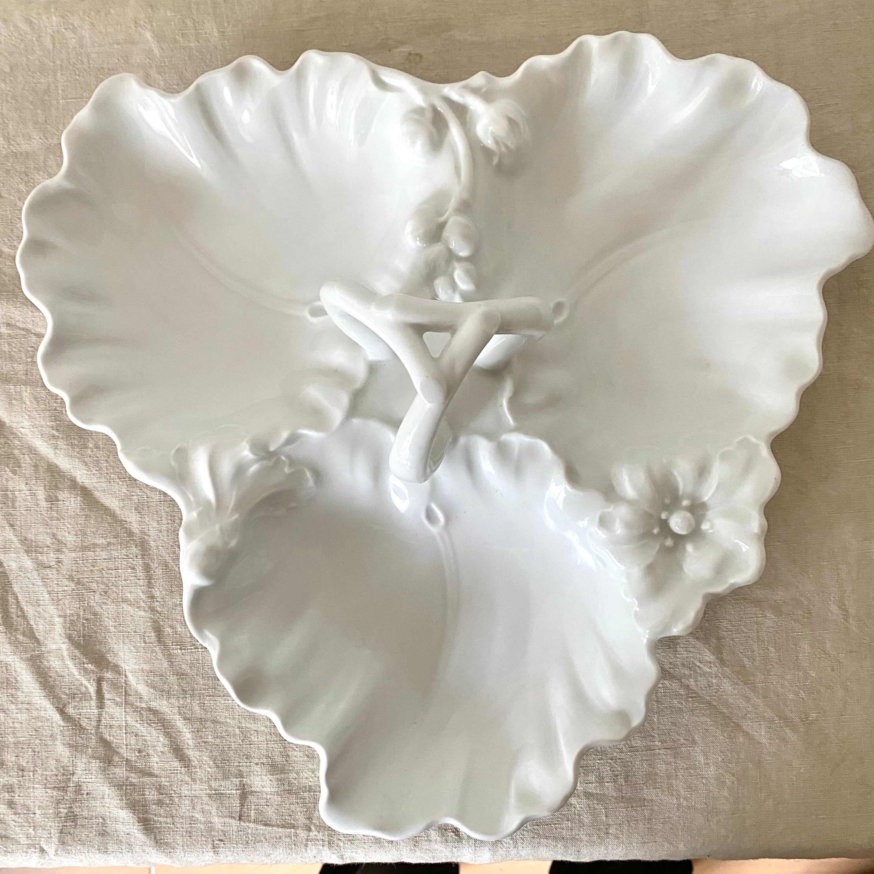 3-compartment limoges porcelain dish