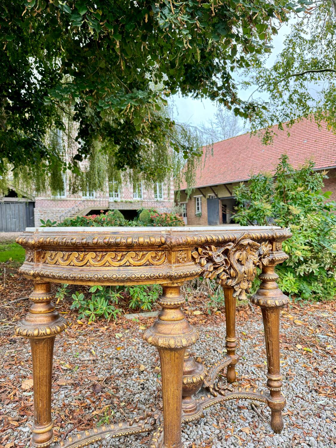 Gilded Wood Console from the Napoleon III Period, 19th Century