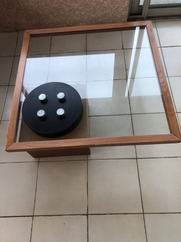 Table basse Roche Bobois designer Jp Cailleres plateau pivotant
