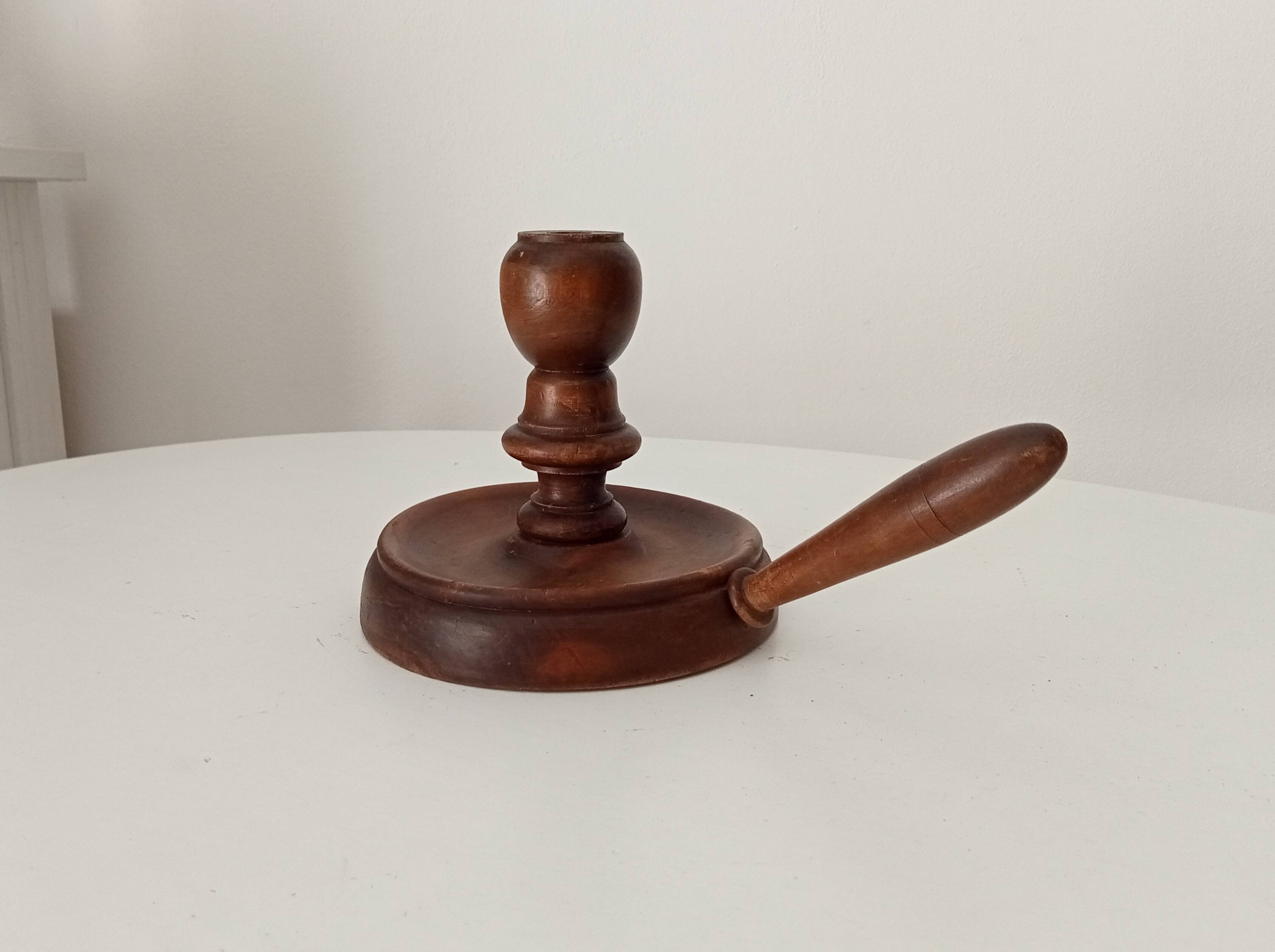 Antique wooden hand candle holder, 19th century