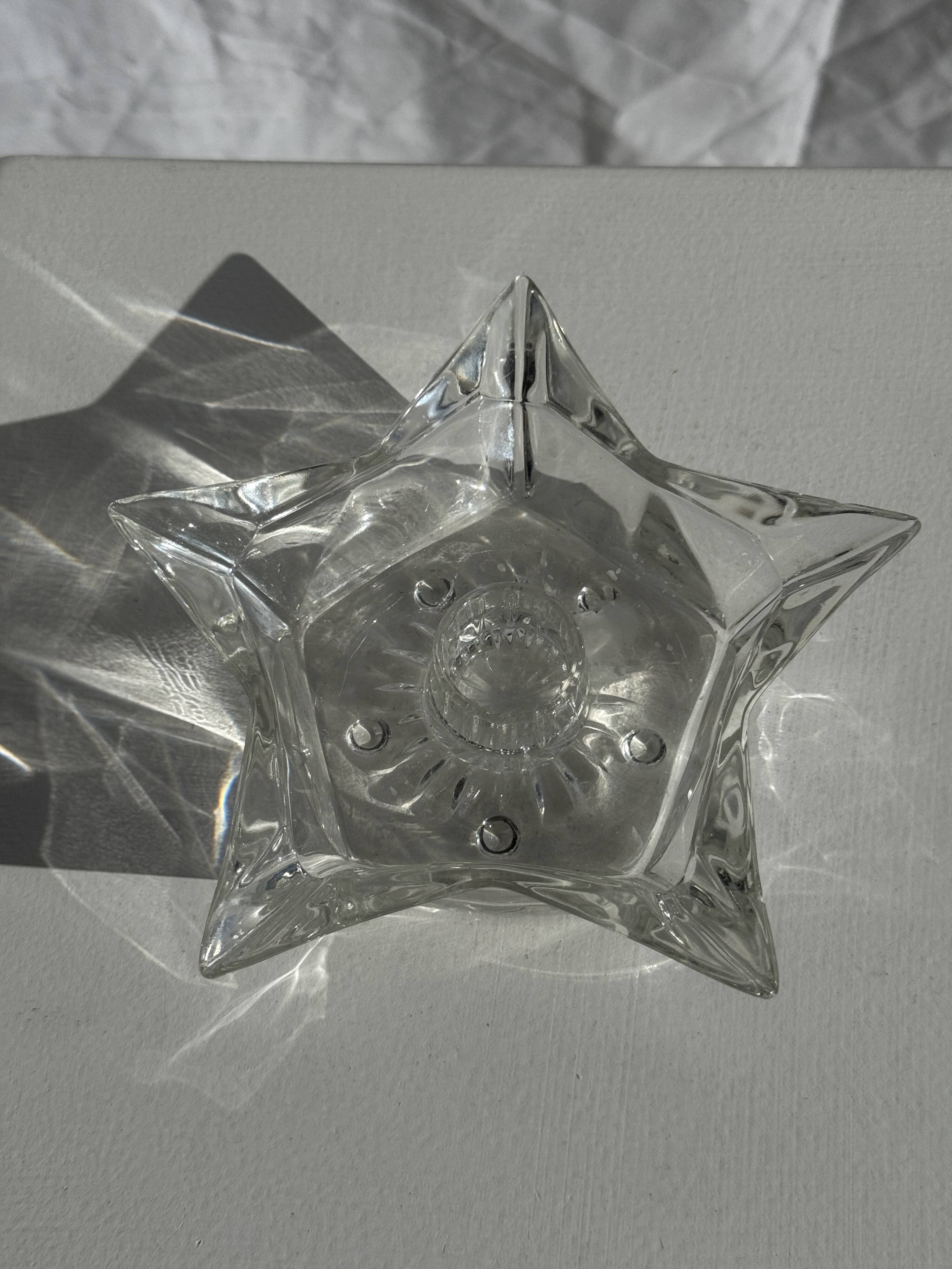 Vintage glass star candle holder D13