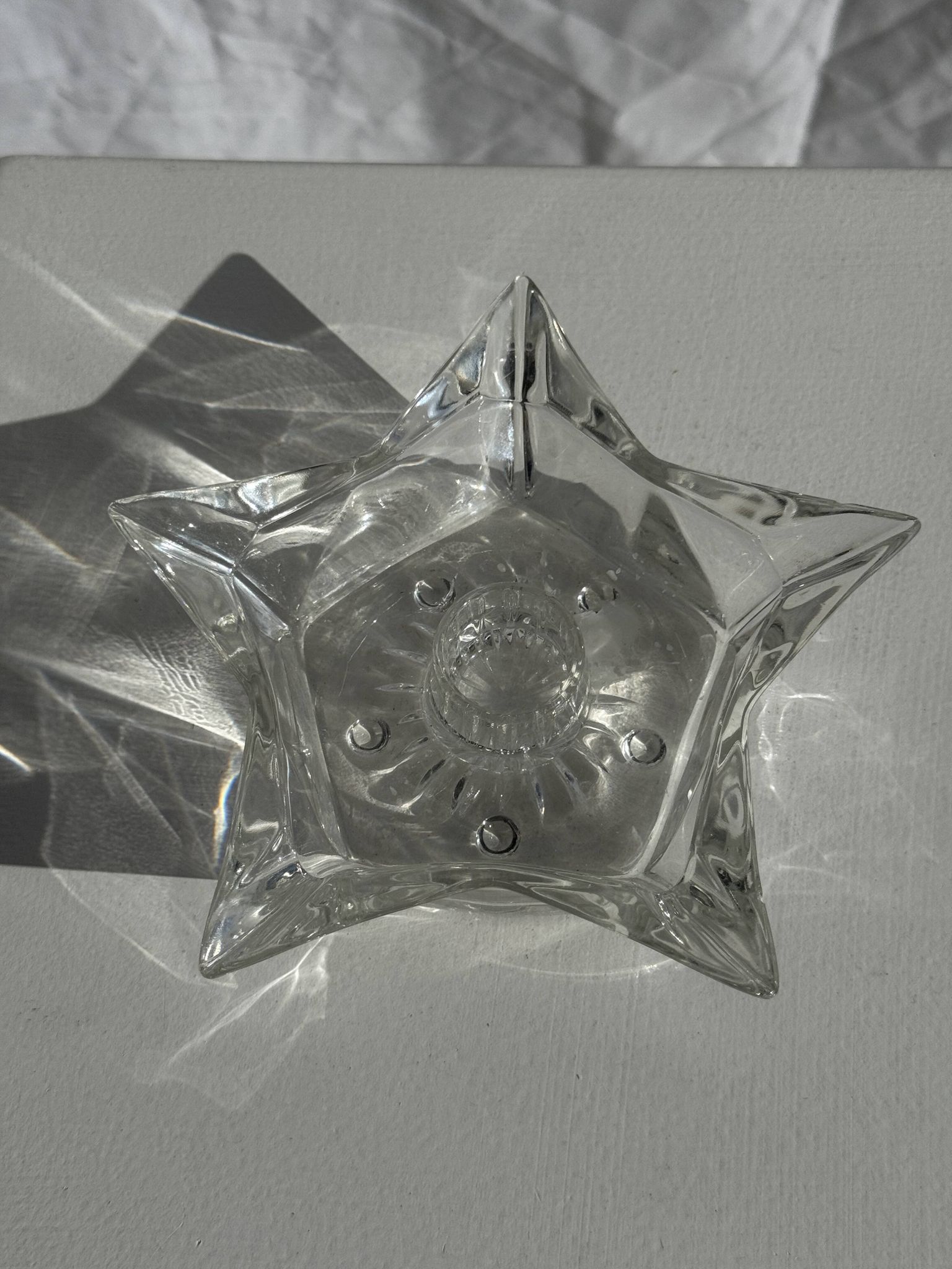Bougeoir étoile en verre vintage D13