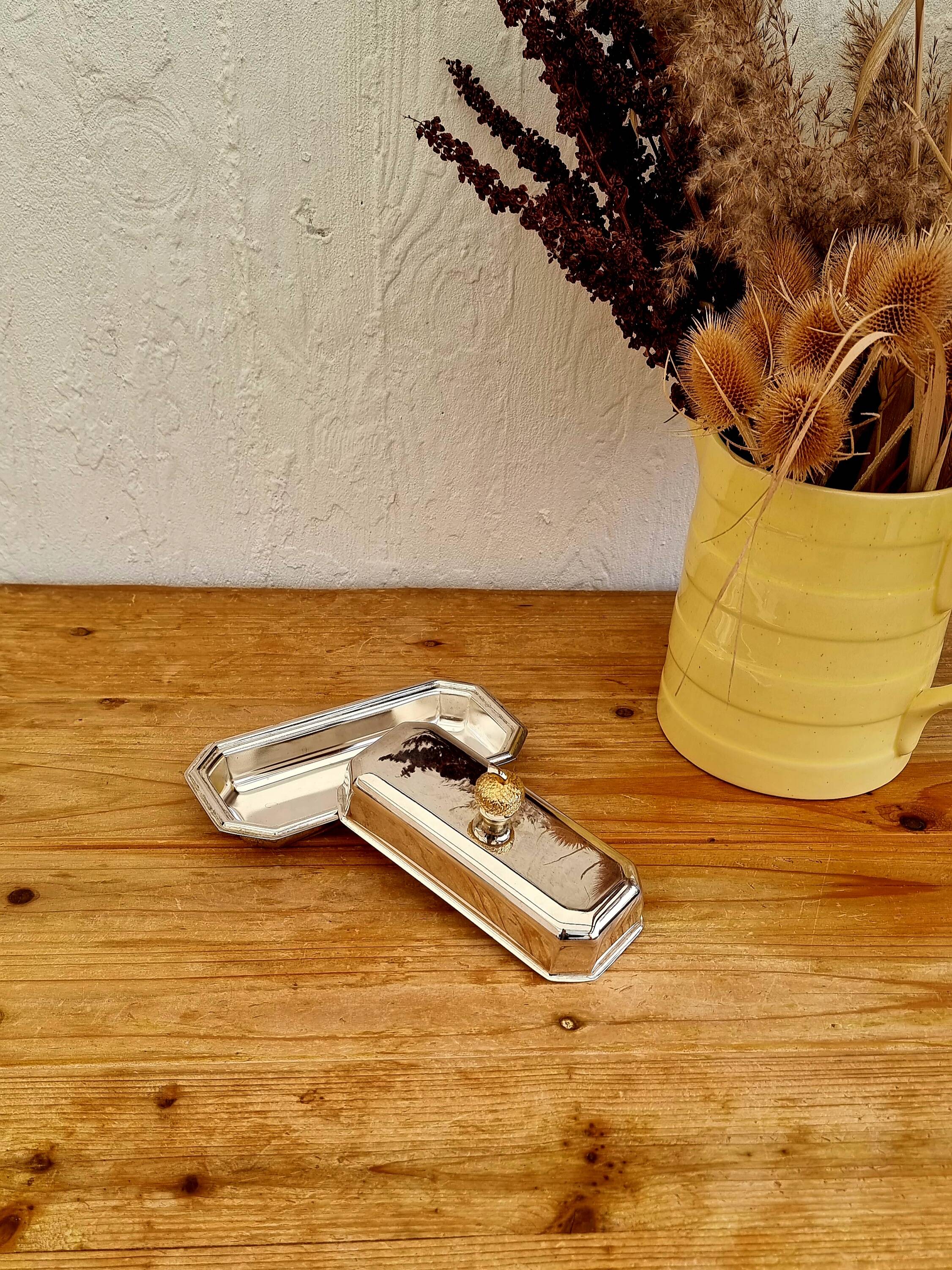 Vintage silver plated butter dish