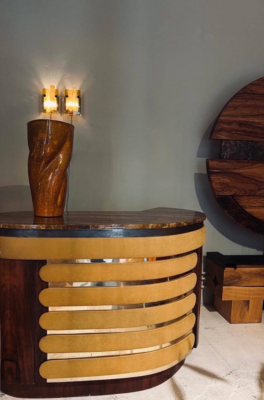 Willy Rizzo Bar Cabinet in Rosewood and Marble, Italy, 1970s