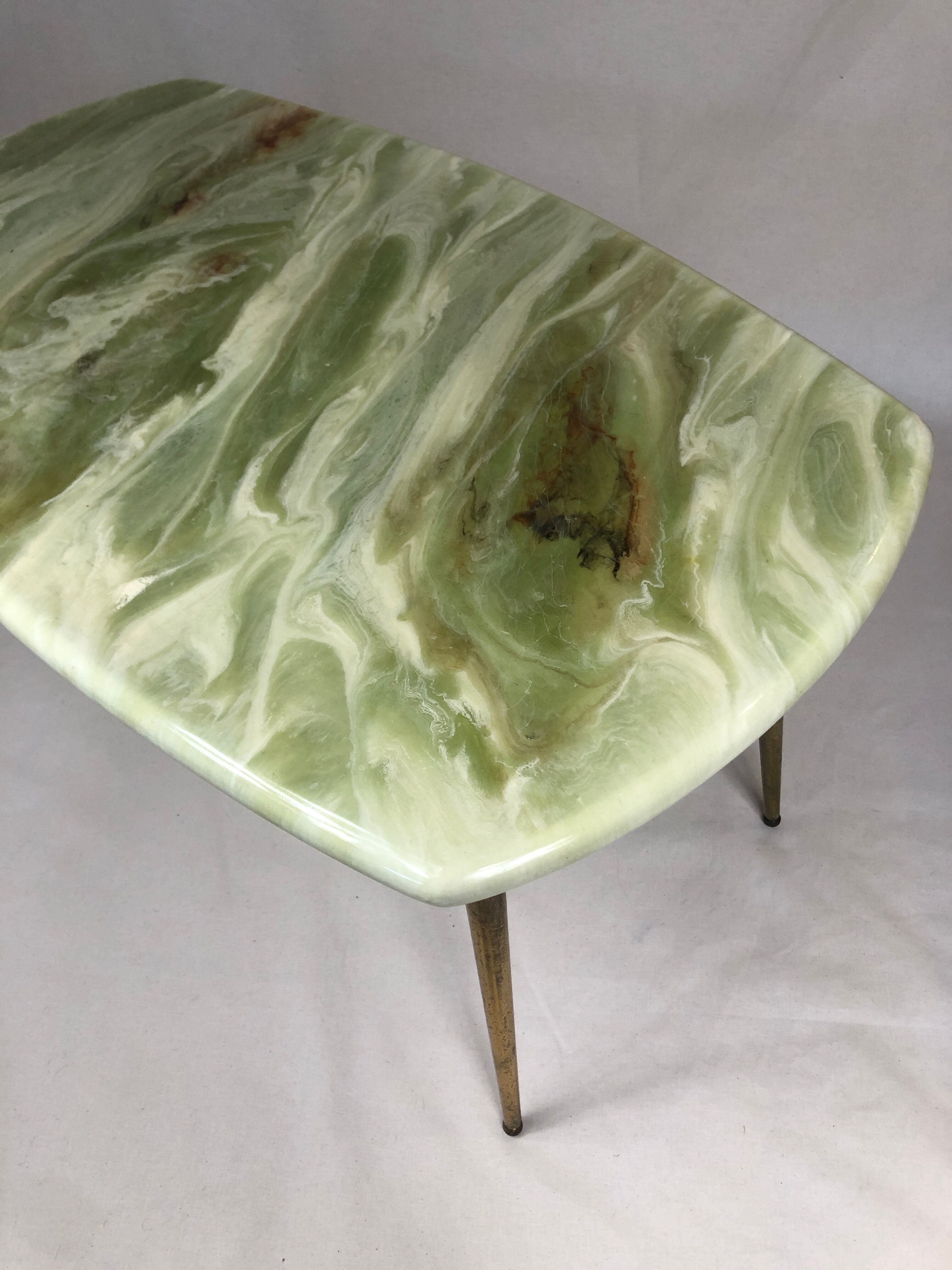 Vintage coffee table legs compass & wooden top marble effect 1970/1980