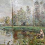 Post-impressionist painted screen by Charles Frechon, France, 1894
