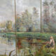 Post-impressionist painted screen by Charles Frechon, France, 1894