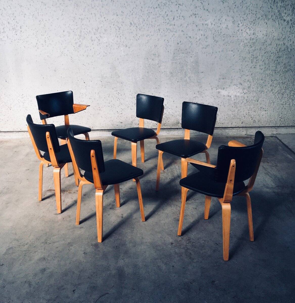 MCM Dutch Design Dining Chairs attributed to Cor Alons for Gouda Den Boer, 1950s, Set of 6